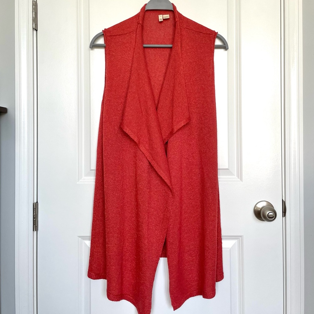 Anthropologie Coral Open Front Cardigan